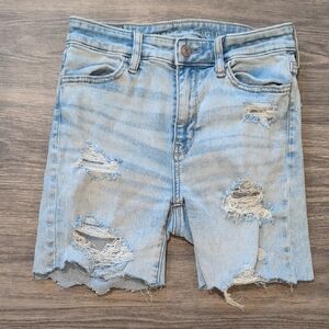 American Eagle Outfitters Light Blue Distressed Shorts Super High-rise Jegging